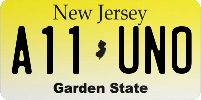 NJ license plate A11UNO