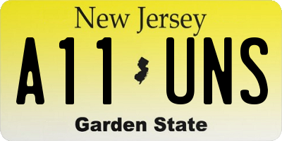 NJ license plate A11UNS