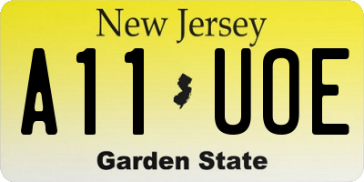 NJ license plate A11UOE