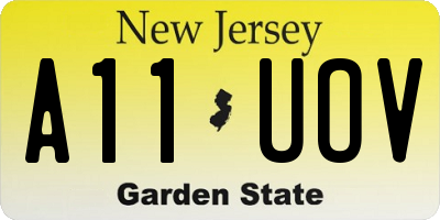 NJ license plate A11UOV