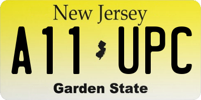 NJ license plate A11UPC