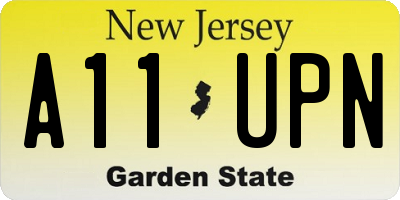 NJ license plate A11UPN