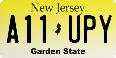 NJ license plate A11UPY