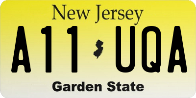 NJ license plate A11UQA