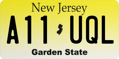 NJ license plate A11UQL