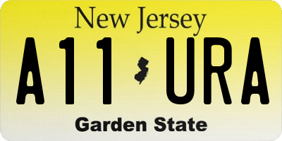 NJ license plate A11URA