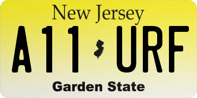 NJ license plate A11URF