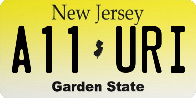 NJ license plate A11URI