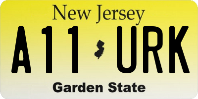NJ license plate A11URK