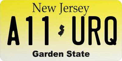 NJ license plate A11URQ