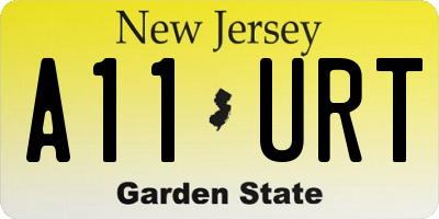 NJ license plate A11URT