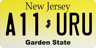 NJ license plate A11URU