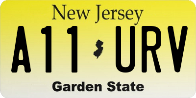 NJ license plate A11URV
