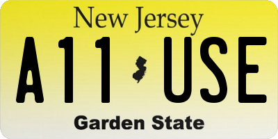 NJ license plate A11USE