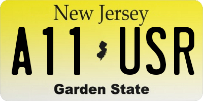 NJ license plate A11USR