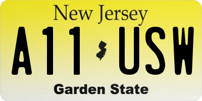NJ license plate A11USW