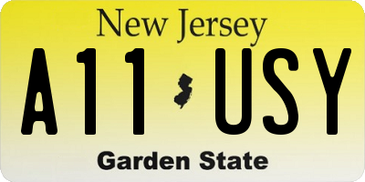 NJ license plate A11USY