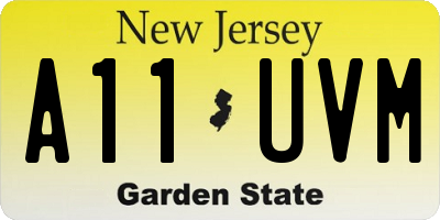 NJ license plate A11UVM