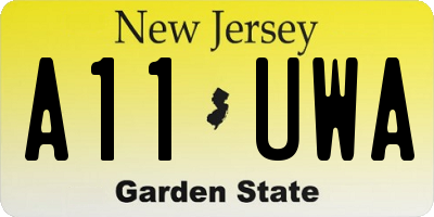 NJ license plate A11UWA