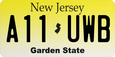 NJ license plate A11UWB