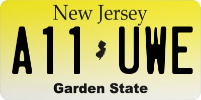 NJ license plate A11UWE