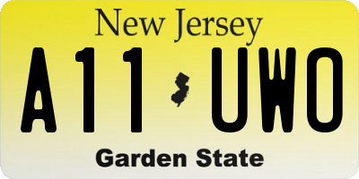 NJ license plate A11UWO