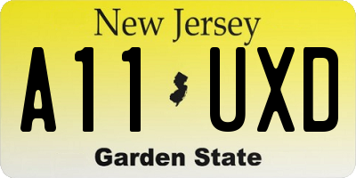 NJ license plate A11UXD