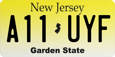 NJ license plate A11UYF