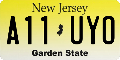 NJ license plate A11UYO