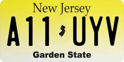 NJ license plate A11UYV