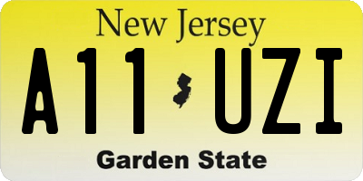 NJ license plate A11UZI