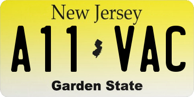 NJ license plate A11VAC