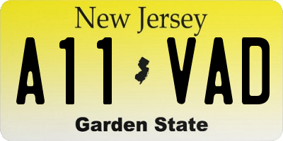 NJ license plate A11VAD