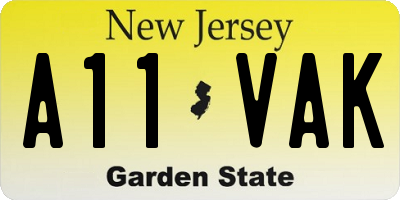 NJ license plate A11VAK
