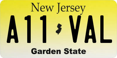 NJ license plate A11VAL