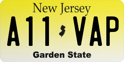 NJ license plate A11VAP