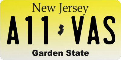 NJ license plate A11VAS
