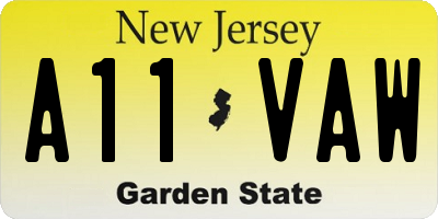 NJ license plate A11VAW