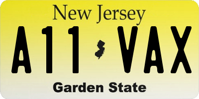 NJ license plate A11VAX