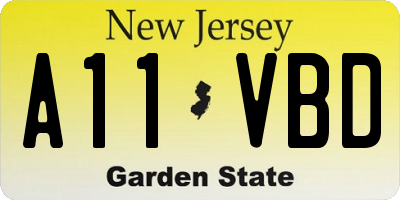 NJ license plate A11VBD