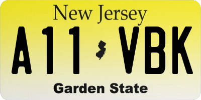 NJ license plate A11VBK
