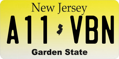 NJ license plate A11VBN