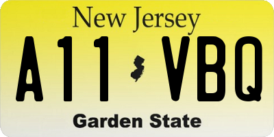 NJ license plate A11VBQ