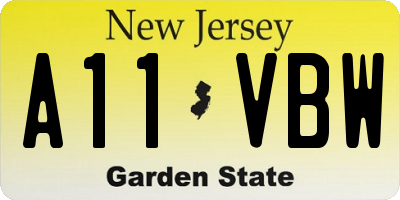 NJ license plate A11VBW