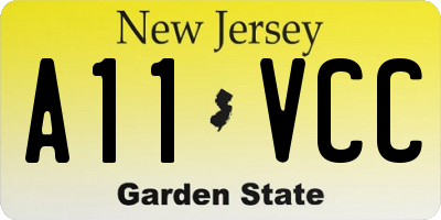 NJ license plate A11VCC