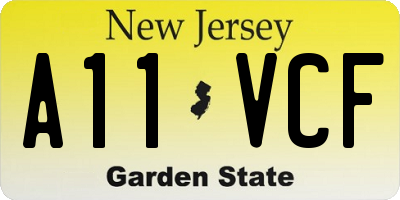 NJ license plate A11VCF