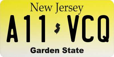 NJ license plate A11VCQ