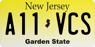 NJ license plate A11VCS