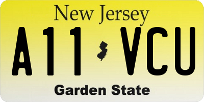 NJ license plate A11VCU