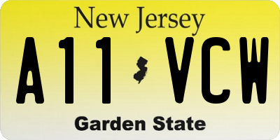 NJ license plate A11VCW